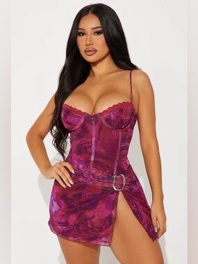 Fashion Nova Fuchsia Mesh Micro Mini Dress